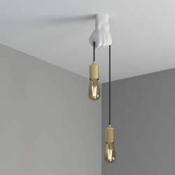 PLAFONE  DA INCASSO IN GESSO CERAMICO  A FORMA DI MANO 21X25 4CM SPORGENZA 14CM  COMPLETO DI 2  PORTA LAMPADA E27