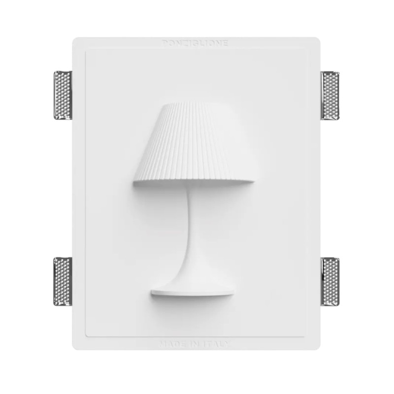 APPLIQUE DA INCASSO IN GESSO CERAMICO A FORMA DI LUME  28X41,5 COMPLETO DI PORTA LAMPADA G9