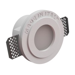 PORTAFARETTO DA INCASSO IN GESSO CERAMICO DIAMETRO 10 H8,5 COMPLETO DI PORTA LAMPADA ANTISHOCK MINIGU10 DIFFUSORE E MOLLA DI BL