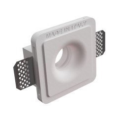 PORTAFARETTO DA INCASSO IN GESSO CERAMICO 10X10 H 8,5 CM COMPLETO DI POTRA FARETTO ANTISHOCK MINIGU10 MOLLA DI BLOCCO BIANCA
