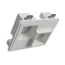PORTAFARETTO DA INCASSO IN GESSO CERAMICO 28X22 H7 COMPLETO DI PORTA LAMPADA 2 GX53 ALETTE REGOLABILI