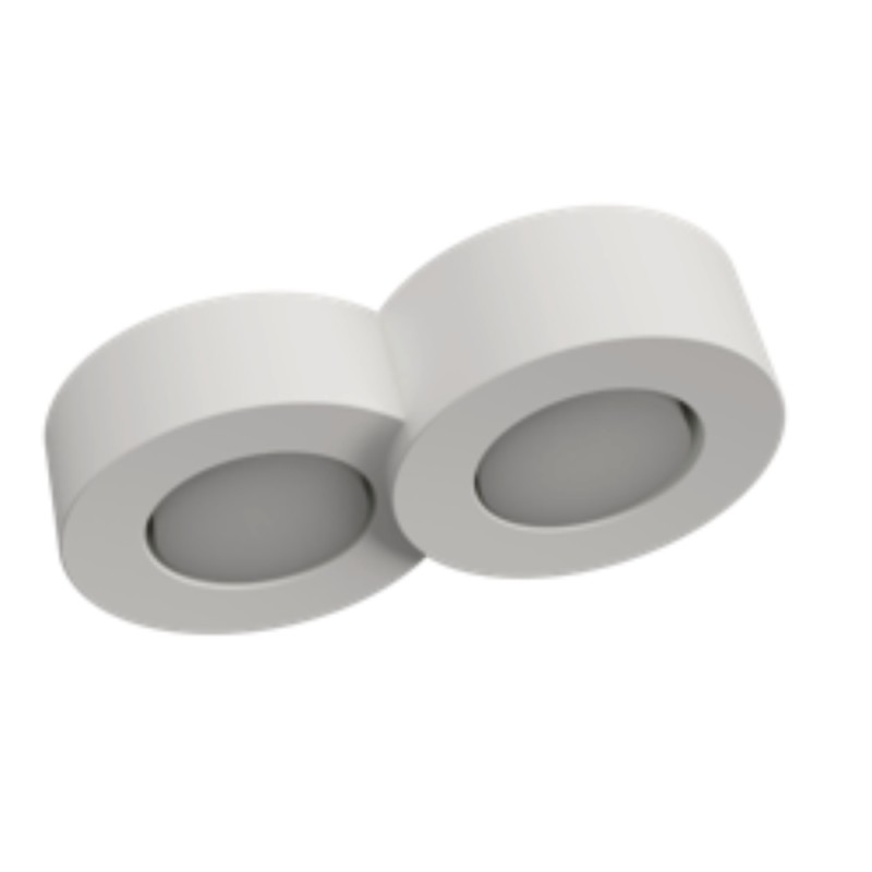 PLAFONE IN GESSO CERAMICO DALLA FORMA DOPPIO CILINDRO 25 CM H6 COMPLETO DI PORTA LAMPADA 2 GX53