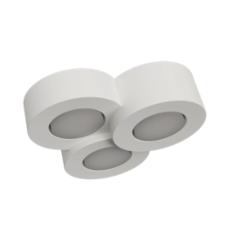 PLAFONE IN GESSO CERAMICO FORMA A TRE CILINDRI 22,5X25 H7 COMPLETO DI PORTA LAMPADA 3 GX53