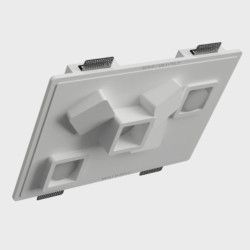 PORTAFARETTO DA INCASSO IN GESSO CERAMICO55 X 40 H5 COMPLETO DI PORTA LAMPADA 3 X GX53 CON ALETTE REGOLABILI