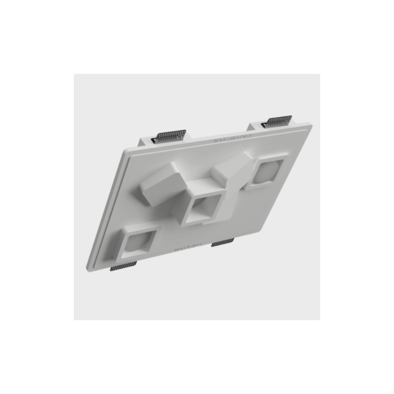 PORTAFARETTO DA INCASSO IN GESSO CERAMICO55 X 40 H5 COMPLETO DI PORTA LAMPADA 3 X GX53 CON ALETTE REGOLABILI