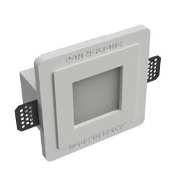 PORTAFARETTO DA INCASSO IN GESSO CERAMICO 15,5X15,5 H12CM COMPLETO DI PORTA LAMPADA ANTISHOCK GU10 MOLLA X BLOCCO BIANCA