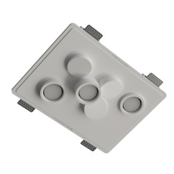 PORTAFARETTI DA INCASSO IN GESSO CERAMICO 55X40 H5 CM COMPLETO DI PORTA LAMPADA 3 GX53 CON ALETTE REGOLABILI