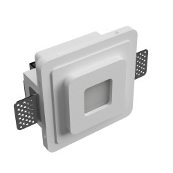 POTRAFARETTO DA INCASSO IN GESSO CERAMICA 13X13 H 7 CM CON ALETTE REGOLABILI PORTA LAMPADA G9 MOLLA X BLOCCO BIANCA COMPLETO DI