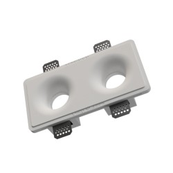 PORTAFARETTO DA INCASSO IN GESSO CERAMICO DOPPIO 13X24 H 13,5CM COMPLETO DI PORTA LAMPADA GU10 E MOLLA BIANCA