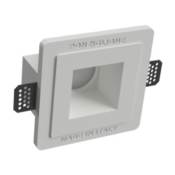 PORTAFARETTO DA INCASSO IN GESSO CERAMICO 15,5X15,5 H12 CM COMPLETO DI PORTA LAMPADA ANTISHOCK GU10 E MOLLA X BLOCCO BIANCA