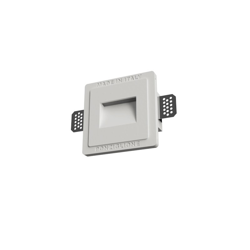 SEGNAPASSI DA INCASSO IN GESSO CERAMICO COMPLETO DI CHIP LED ESCLUSO TRASFORMATORE 12,5X12,5 PROFONDITA 3,5CM