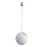 SOSPENSIONE IN GESSO CERAMICO A SFERA CON UNA PARTE DI METALLO ORO ATTACCO GX53 DIAMETRO 25CM CON CAVO BIANCO E COPPA BIANCA