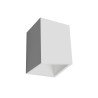 PLAP4 PLAFONE IN GESSO CERAMICO DALLA FORMA CUBICA E PROFILO INFERIORE INCLINATO 11X11 H15 COMPLETO DI PORTA LAMPADA GX53