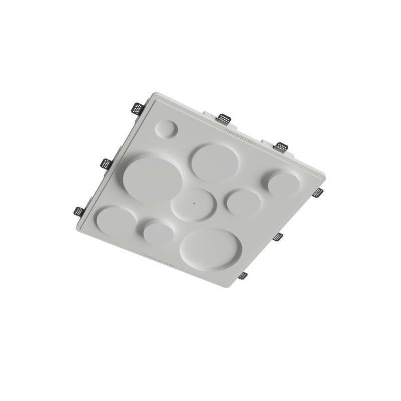 ROSONE DA INCASSO IN GESSO CERAMICO CON LINEA A CERCHI 30X30 H8,5