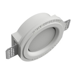 PORTAFARETTO DA INCASSO IN GESSO CERAMICO DIAMETRO13 H 4,5 COMPLETO DI PORTA LAMPADA GX53 ALETTE REGOLABILI